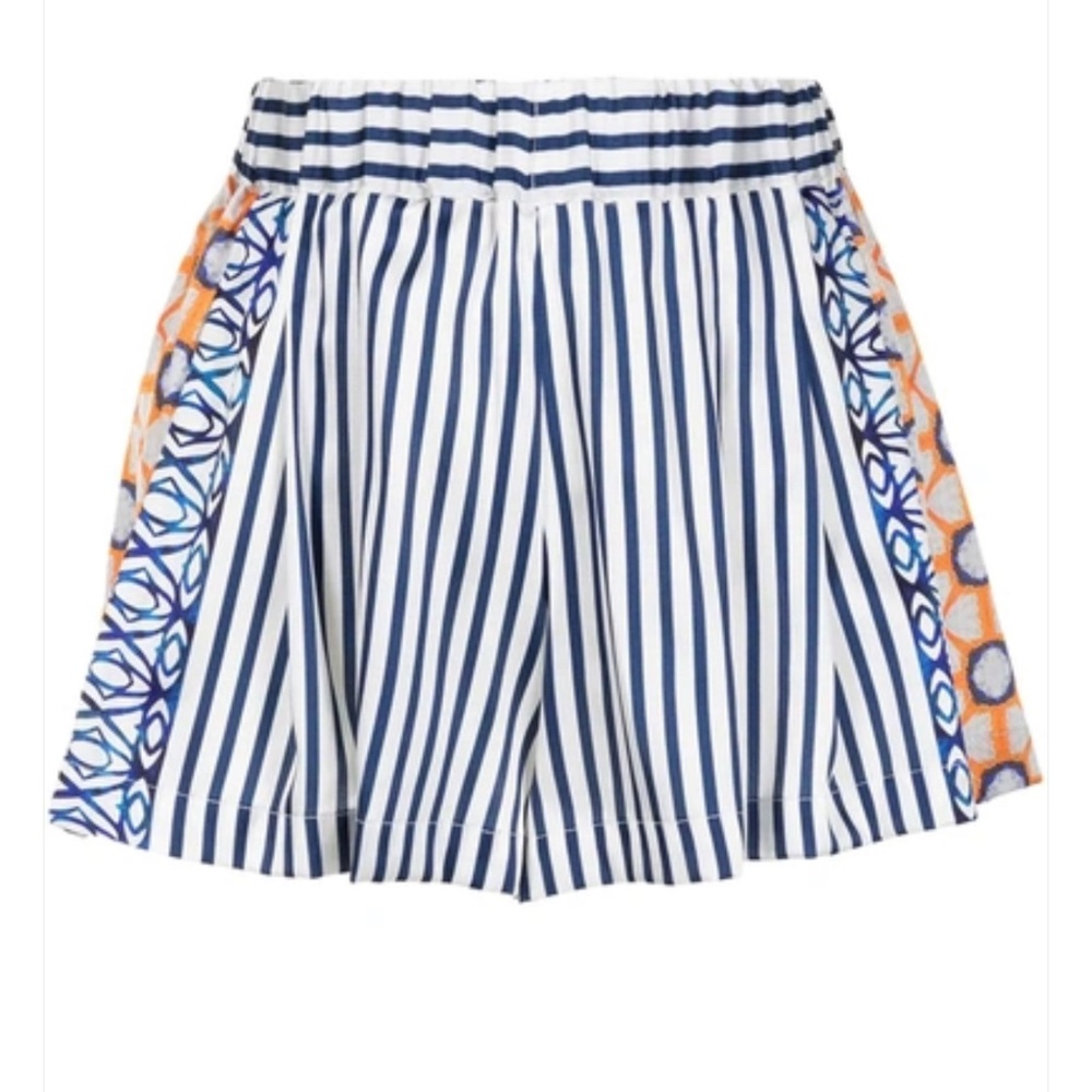 SILVIA TCHERASSI Eden Stripe Panelled Shorts In Blue Stripe Mosaic